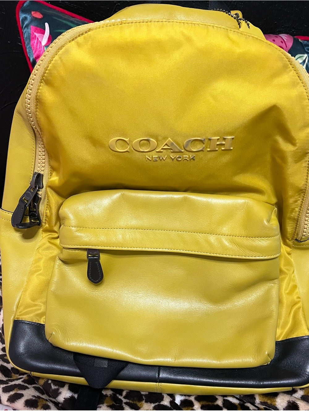 Coach Yellow Leather & Black Accent Backpack